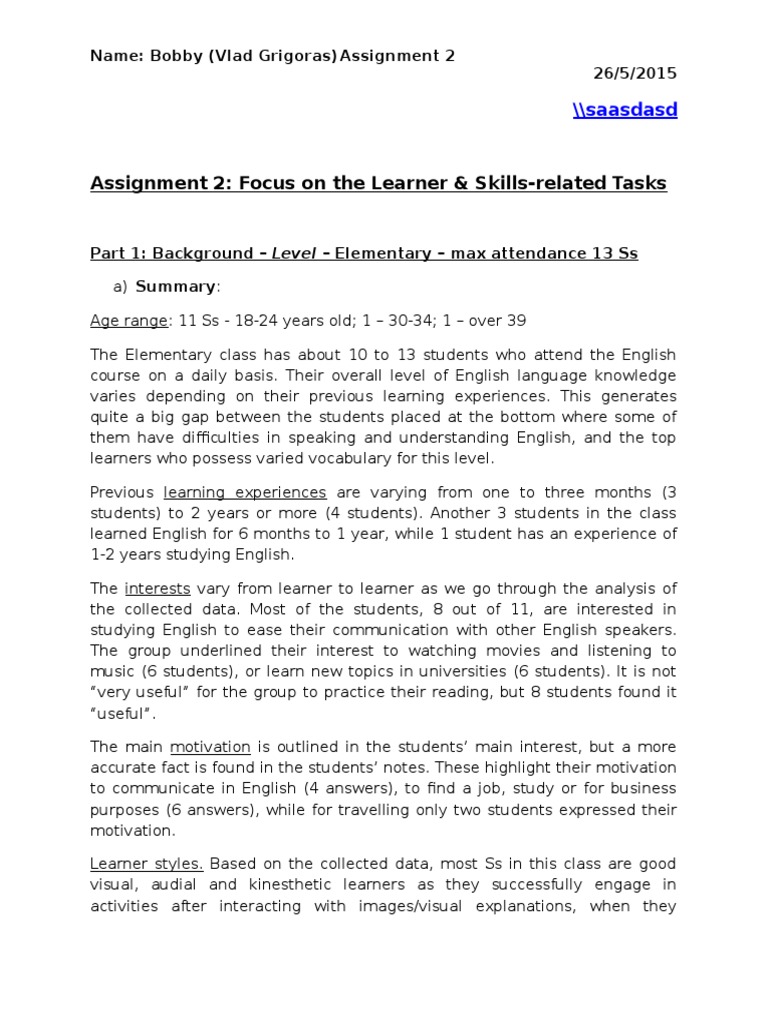 Celta focus on the learner examples image