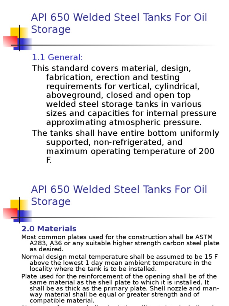 TDI11 Welded Steel Tank Design Standard API 650 PDF Welding