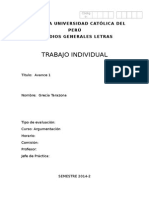Trabajo Individual: Pontificia Universidad Católica Del Perú Estudios Generales Letras