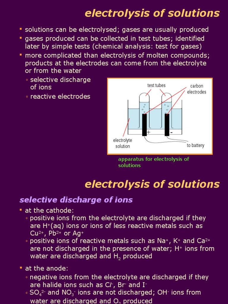 Selective Ion Discharge in Electrolysis | PDF | Electrolyte | Ion