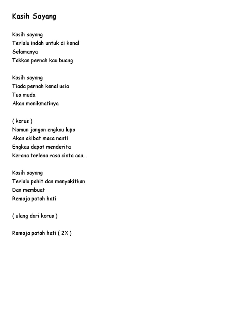 Lirik Lagu Am tak perlu lagi dm engkau menangis sayang e tak perlu lagi am dikau merintih kasih am dm apalah guna engkau bersedih e am kerana. lirik lagu