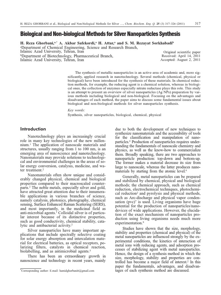 Silver Nanoparticle Synthesis Methods | PDF | Nanoparticle | Silver