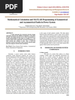 Mathematical Calculation and MATLAB Programming of Symmetrical and Asymmetrical Faults in Power System