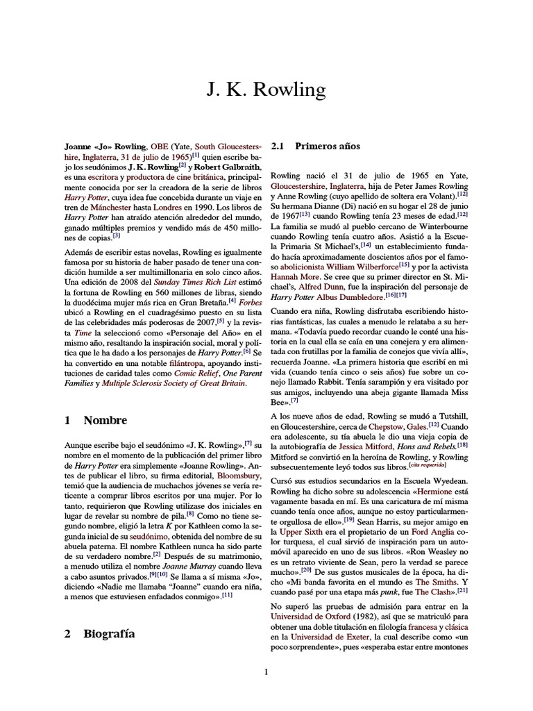 Biografía de J. K. Rowling | PDF | J. K. Rowling | Harry Potter