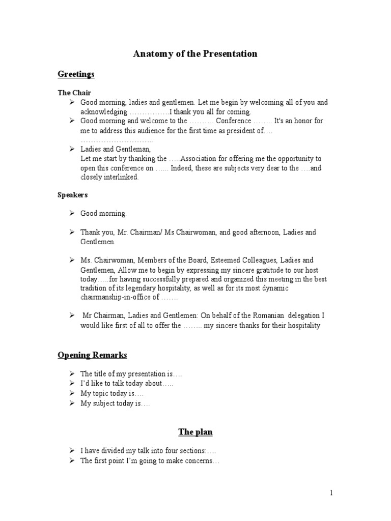 Anatomy of The Presentation | PDF