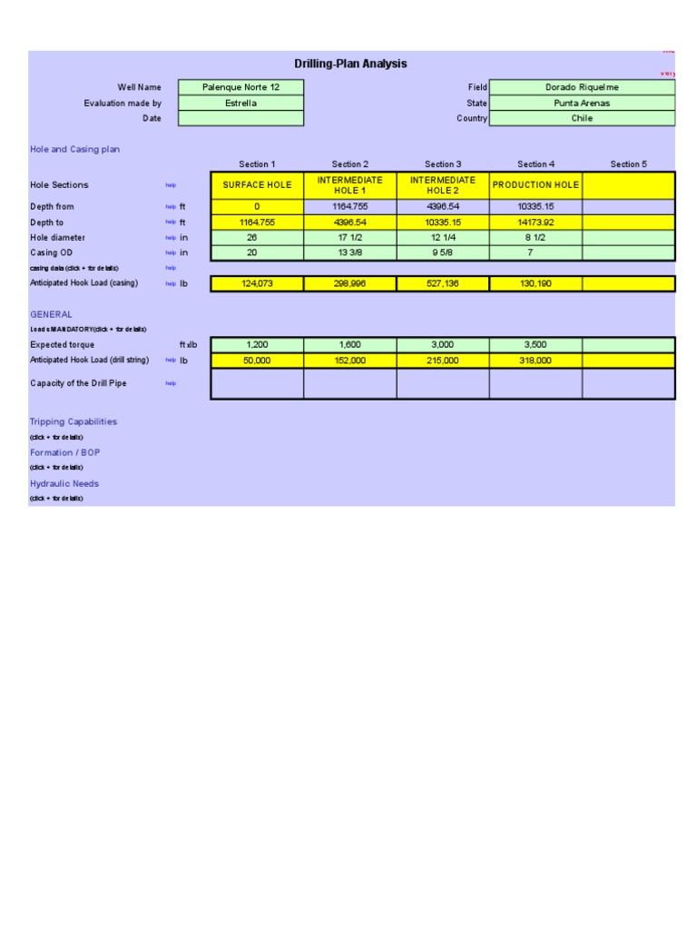 Rig Sizing Calculator PDF Drilling Rig Casing (Borehole)