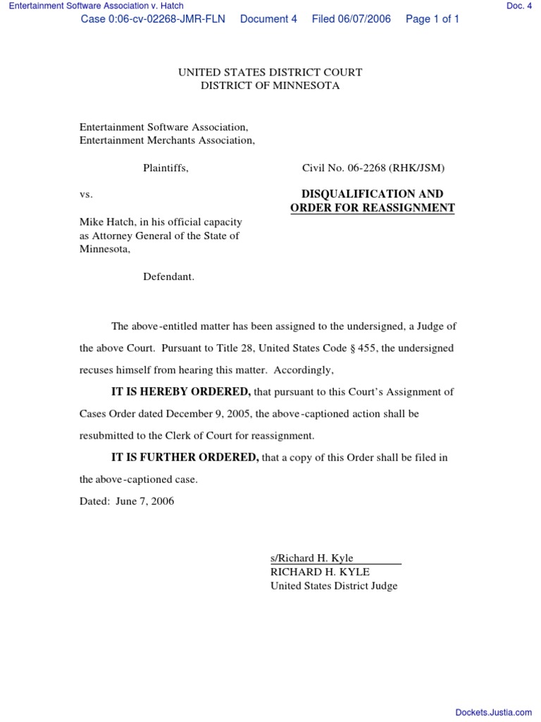 Court Order for Case Reassignment | PDF | United States District Court ...