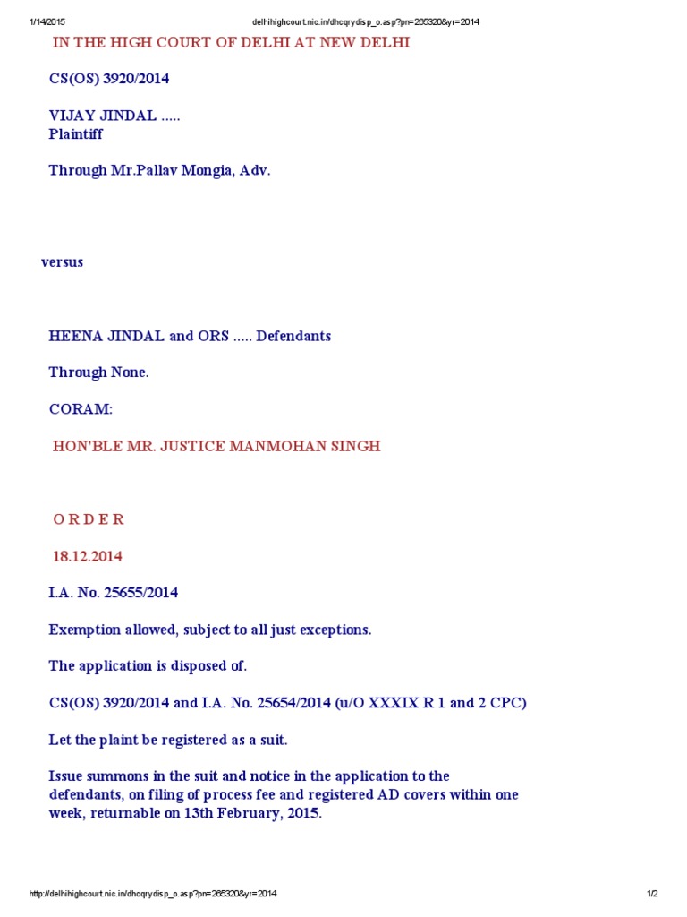 In The High Court of Delhi at New Delhi | PDF | Law