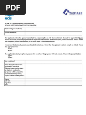 TIECare Head Approval Form