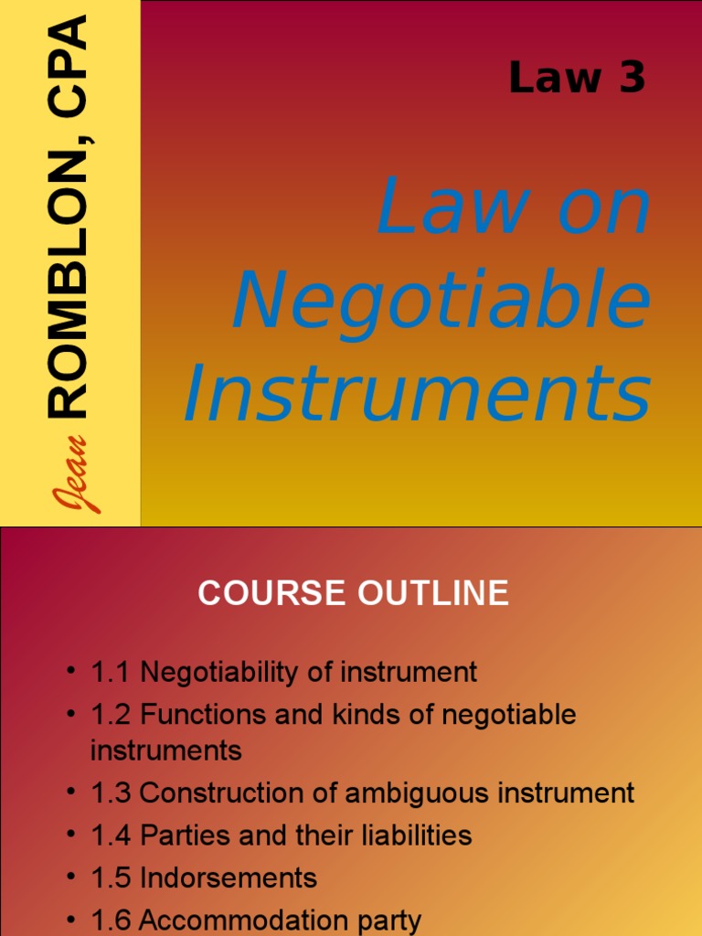 Understanding Ambiguous Negotiable Instruments | PDF | Negotiable ...