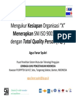 Mengukur Kesiapan Organisasi X Menerapkan ISO 9001 Dengan Total Quality Personel