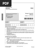 58628 Question Paper Unit f215 Control Genomes and Environment