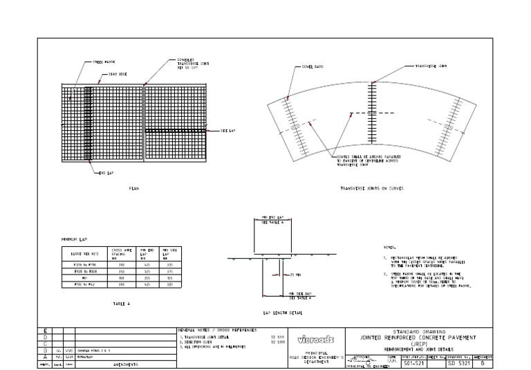 Standard Drawing 5321B Jointed Reinforced Concrete Pavement JRCP