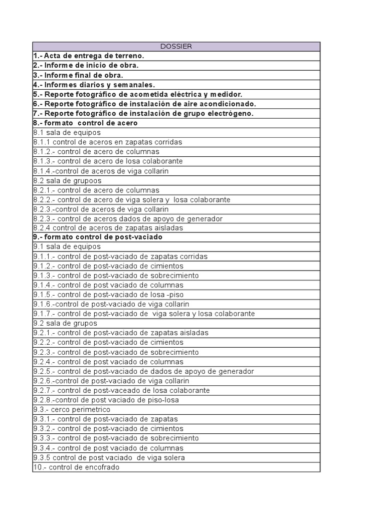 Check List Dossier | PDF | Fundación (Ingeniería) | Ingeniería