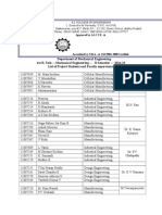 Department of Mechanical Engineering 4/4 B. Tech - Mechanical Engineering - II Semester - 2014-15 List of Project Students and Faculty Supervisors
