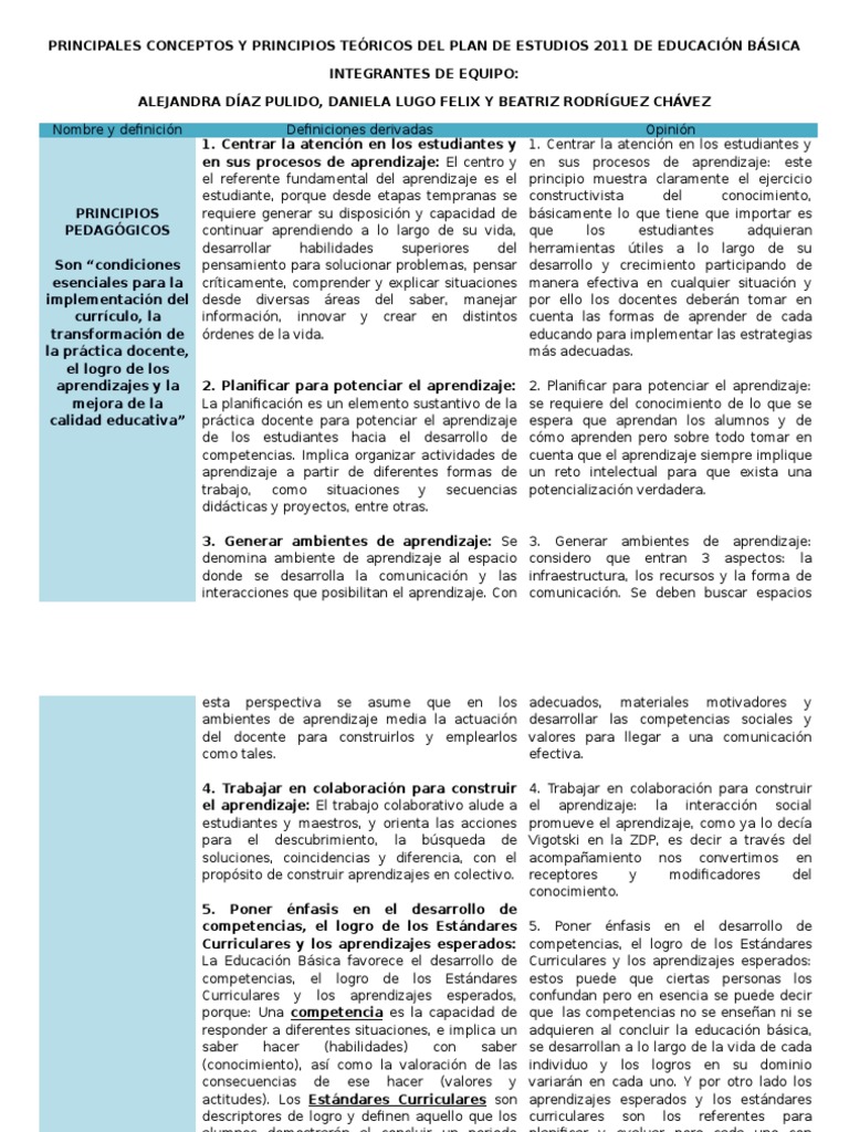 Principios del Plan de Estudios 2011 | PDF | Plan de estudios | Aprendizaje