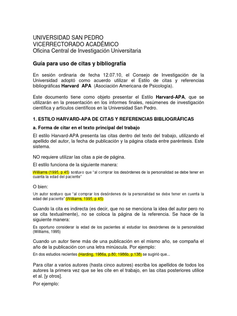 Guía Estilo Harvard Apa