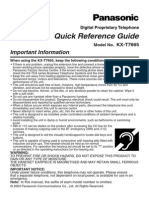 Kx-t7665 Quick Reference Guide