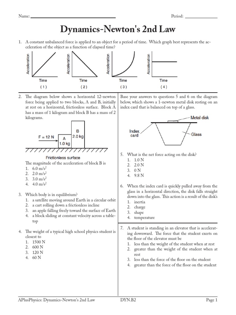 Newton S Second Law F Ma Worksheet Answers LLWJ