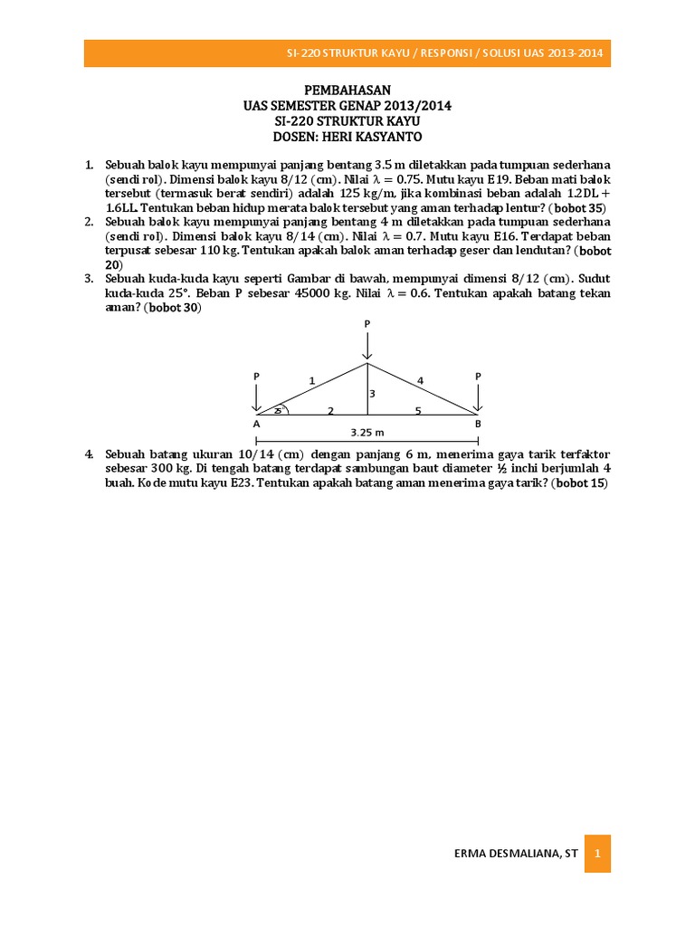Contoh Soal Struktur Kayu