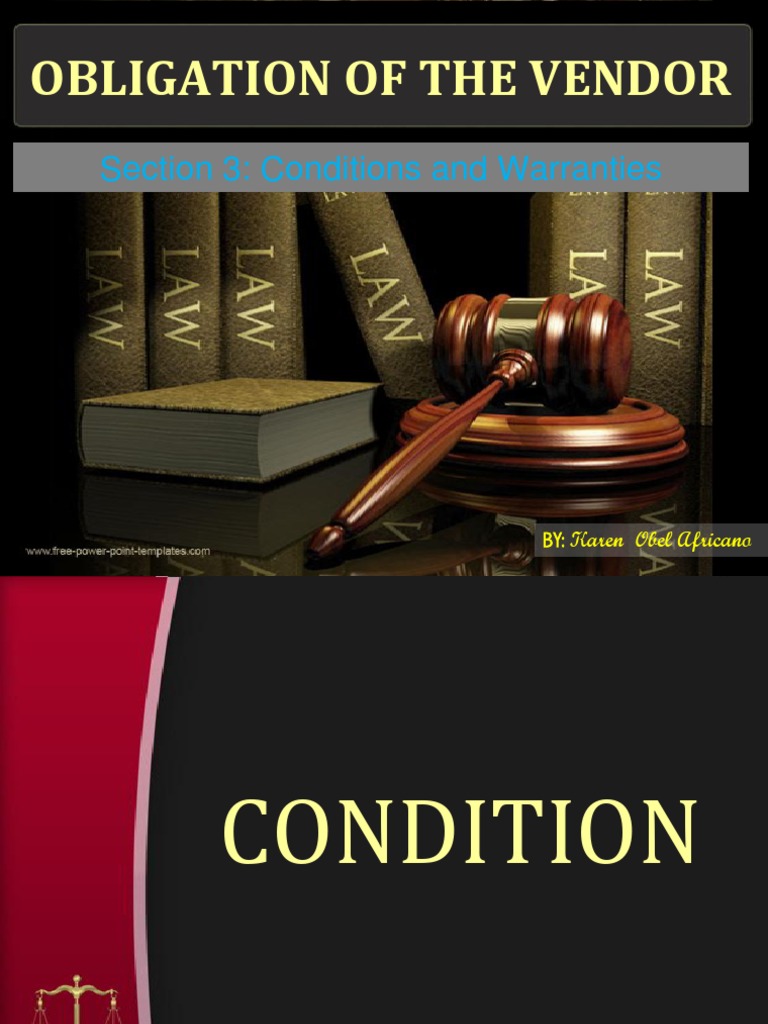 Conditions and Warranties PDF PDF Implied Warranty Contract Law