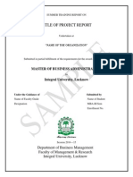 Title of Project Report: Master of Business Administration