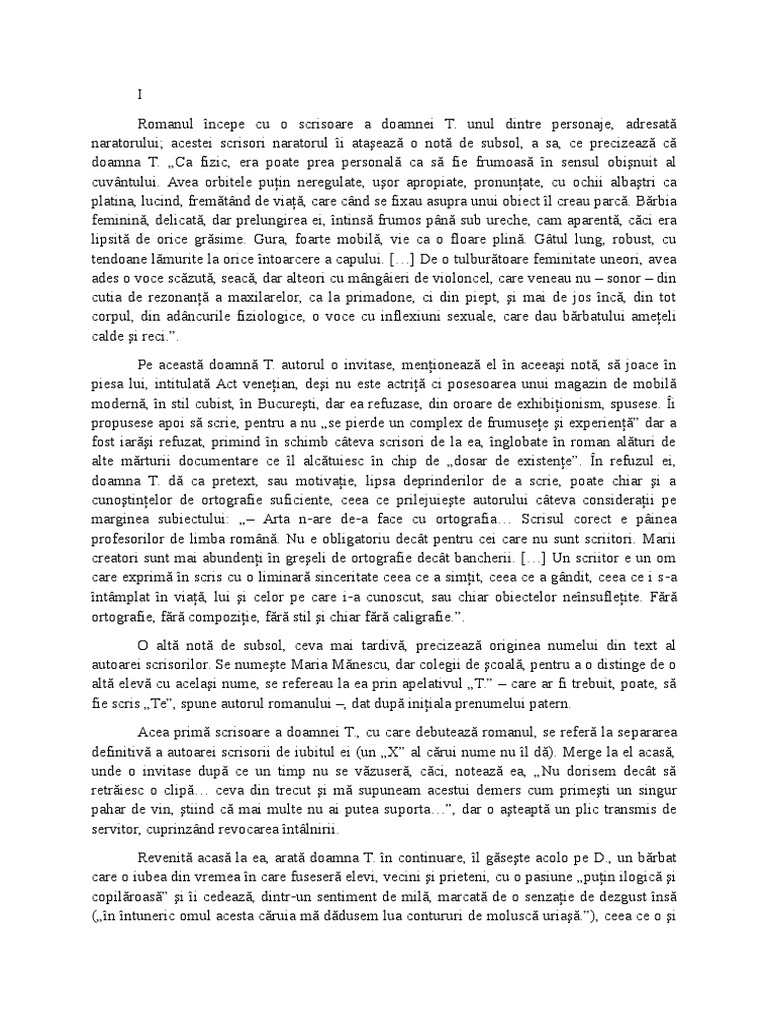 Patul Lui Procust - Rezumat Amplu | PDF
