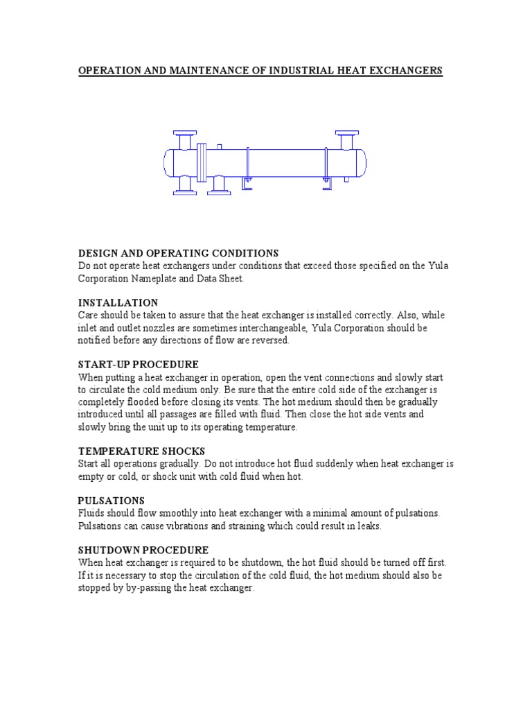 Start Up Procedure of Heat Exchanger Heat Exchanger Leak