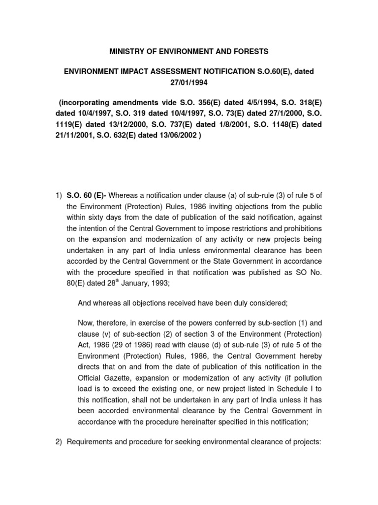 Environmental Clearance Procedure | PDF | Environmental Impact ...