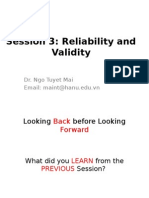 Testing Lecture 3. Validity and Reliability 