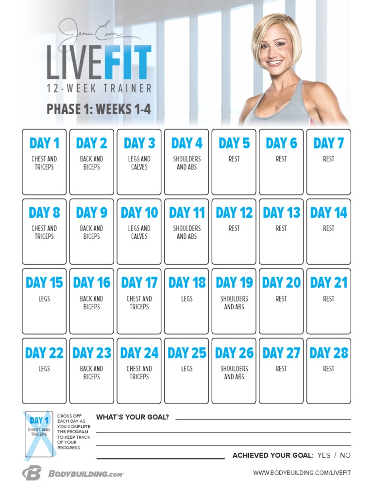 5 Day Jamie Eason Workout Plan Pdf for Push Pull Legs