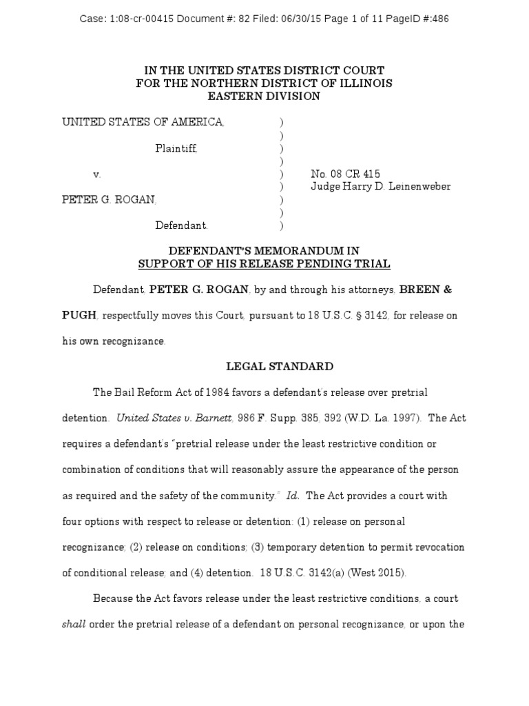 Rogan's Memo For Release | PDF | Arrest | Bail