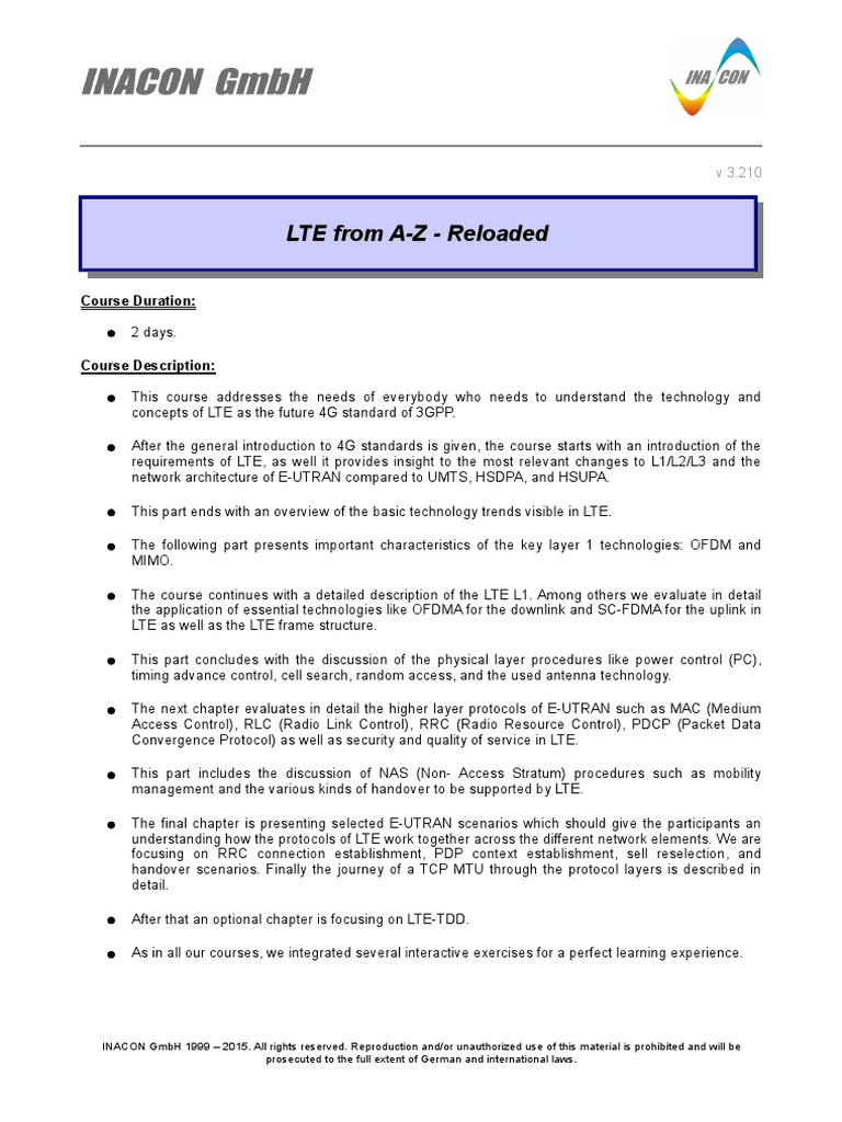 Comprehensive LTE Training Course | PDF | Lte (Telecommunication ...