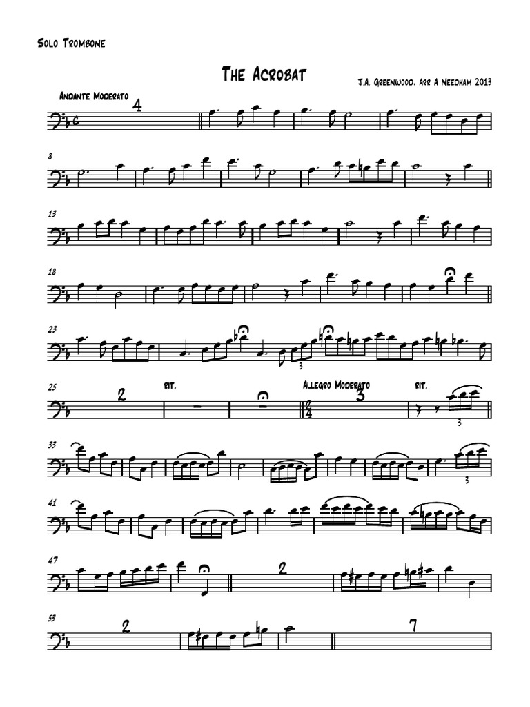 Solo Trombone Part For THE ACROBAT Éléments de la musique