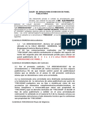 Contrato Alquiler Predio para Publicidad | PDF | Publicidad | Propiedad