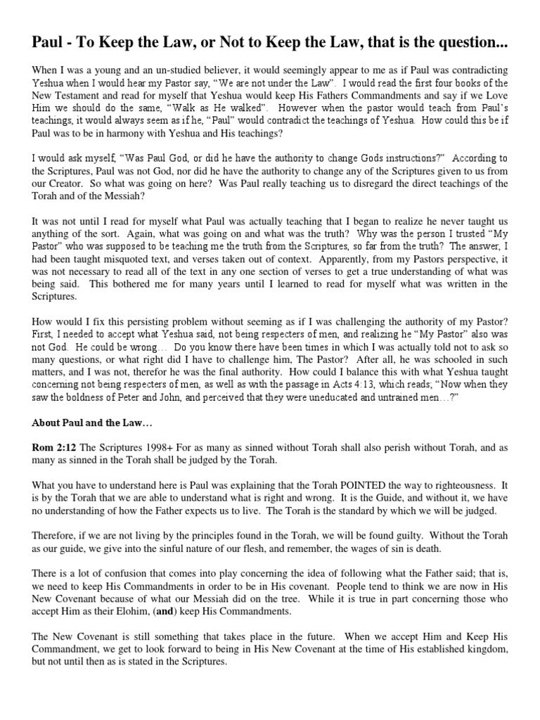 Understanding Paul and the Law | PDF | Paul The Apostle | New Covenant