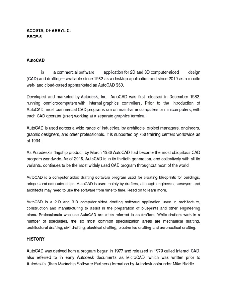 History of AutoCAD Software | PDF | Computers