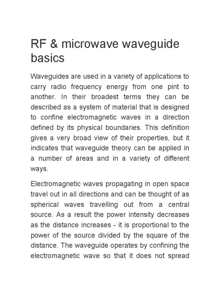 wavwguide RF & microwave waveguide RF & microwave waveguide basics