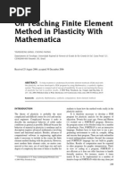 On Teaching Finite Element Method in Plasticity With Mathematica