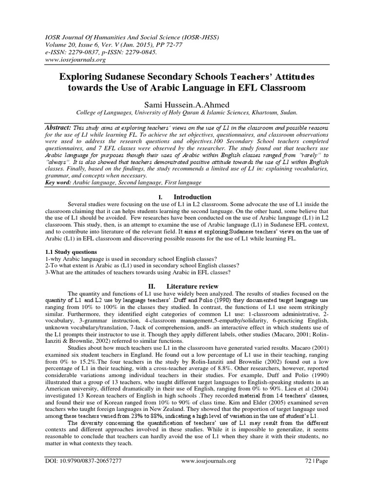 Exploring Sudanese Secondary Schools Teachers Attitudes Towards The