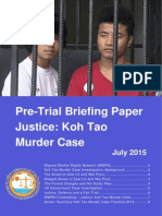 Pre-Trial Briefing Paper Justice: Koh Tao Murder Case: July 2015