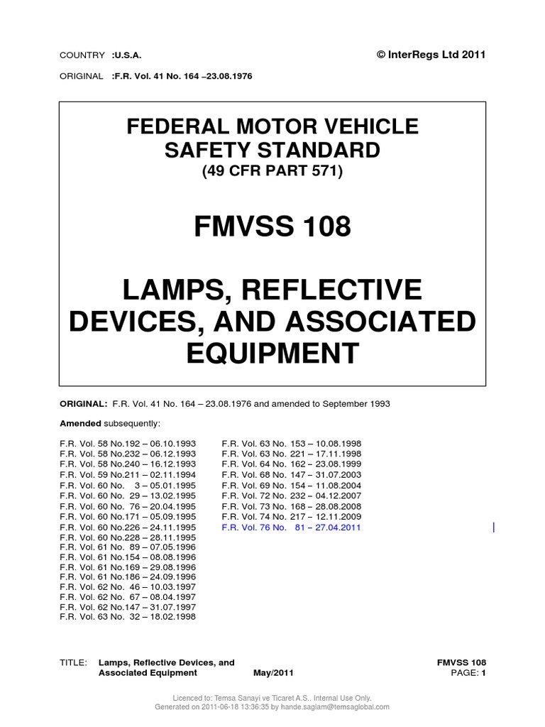 Usa Mvss108 | PDF | Headlamp | Lighting