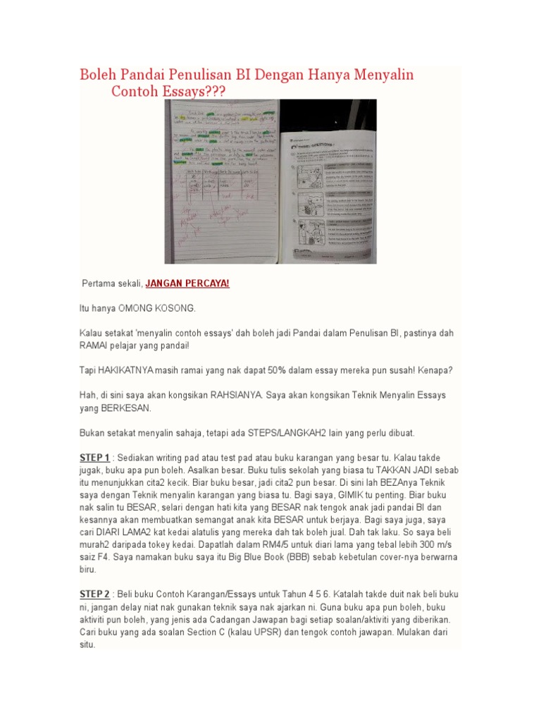 Contoh essay bi pt3 picture