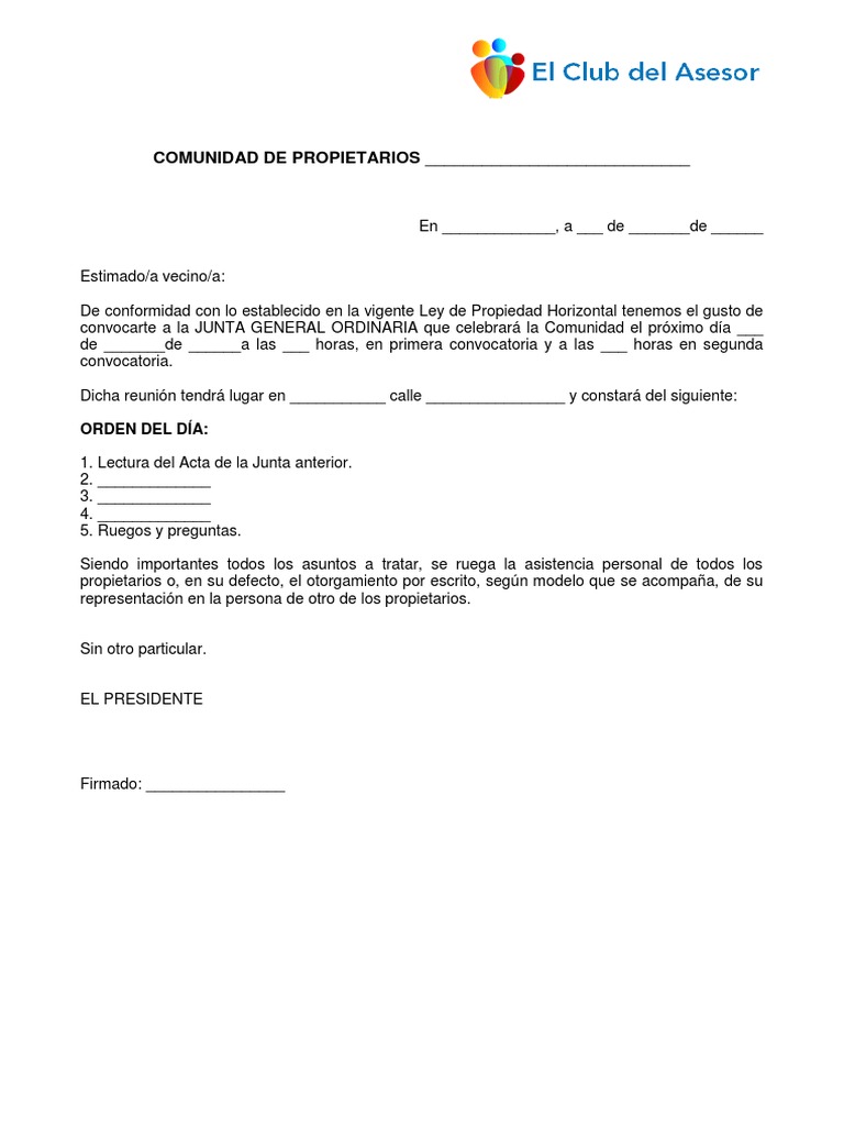 CAR09 Convocatoria Junta Comunidad Propietarios PDF