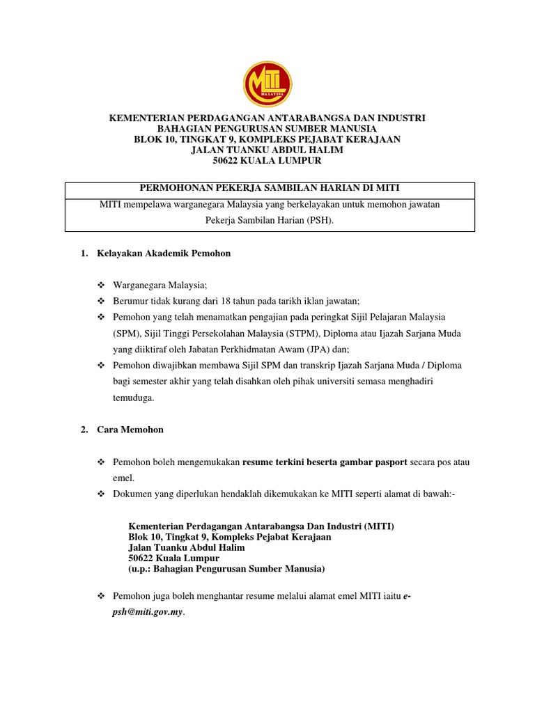 Pekerja Sambilan Harian Psh Pdf