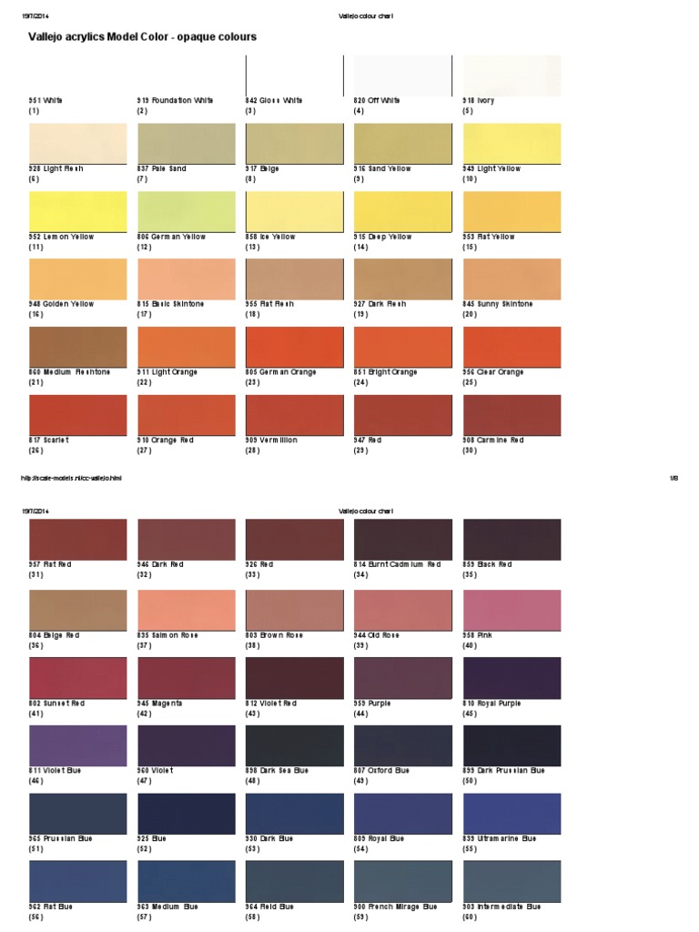 Vallejo Colour Chart | Blue | Grey