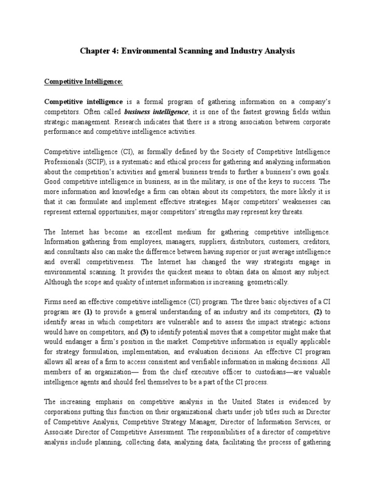 Chapter 4: Environmental Scanning and Industry Analysis | PDF ...