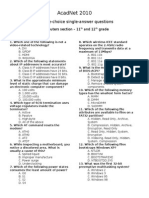 Acadnet 2010: Multiple-Choice Single-Answer Questions