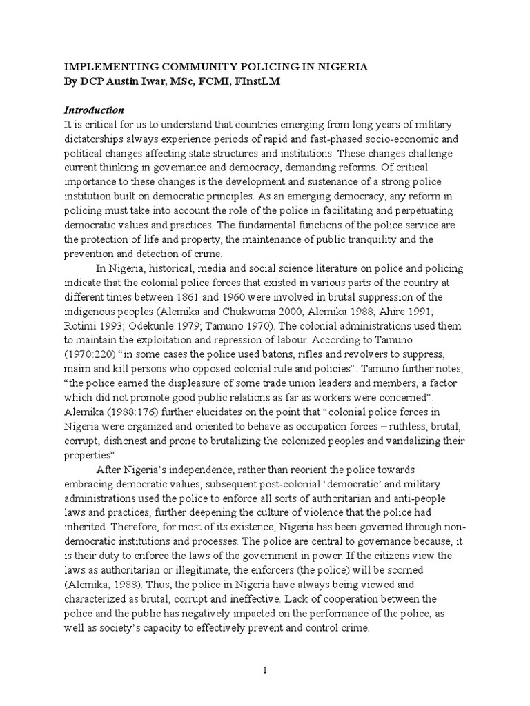 Community Policing Implementation in Nigeria | PDF | Community Policing ...