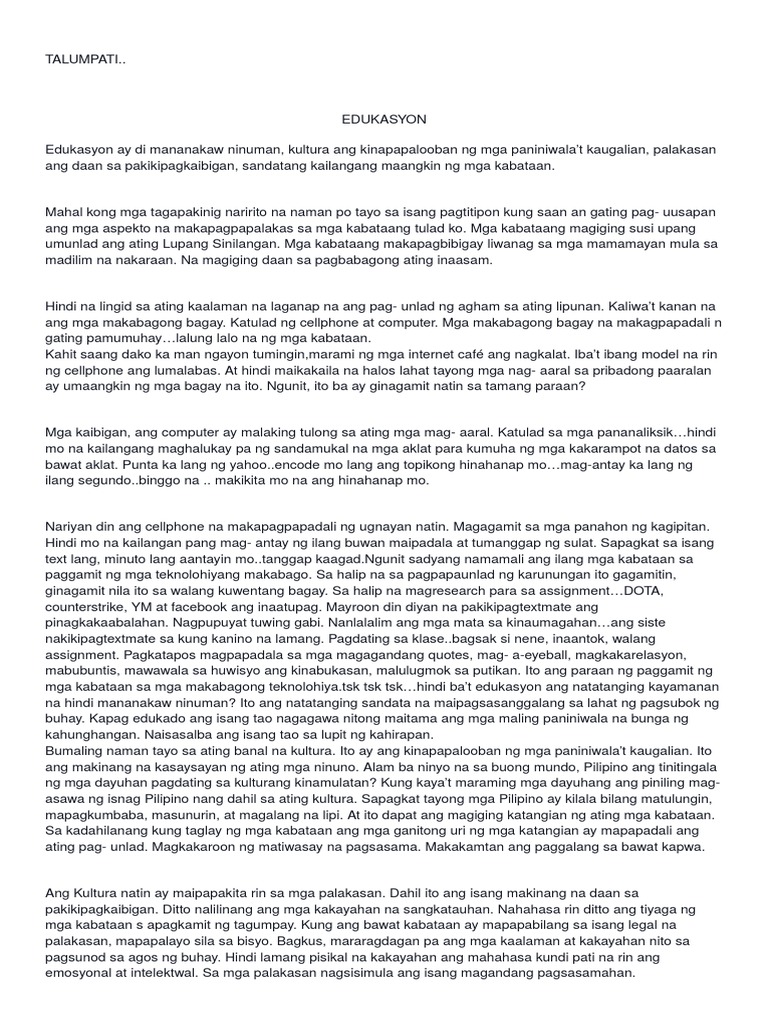 Talumpati at Tula | PDF
